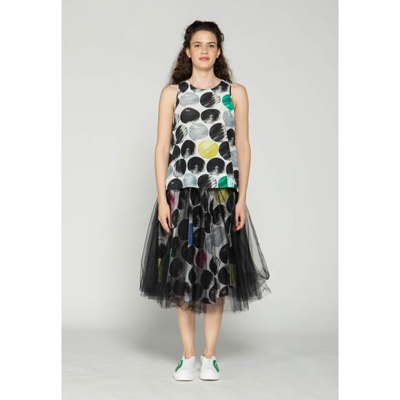 Luukaa Women's Tutu Skirt Size 6 Midi Black and Polka Dot Trendy Skirt NWT - Picture 3 of 5